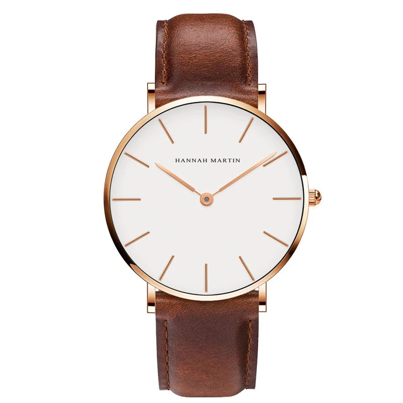 Reloj Hannah Martin Elegancia Cuero Oro Rosa