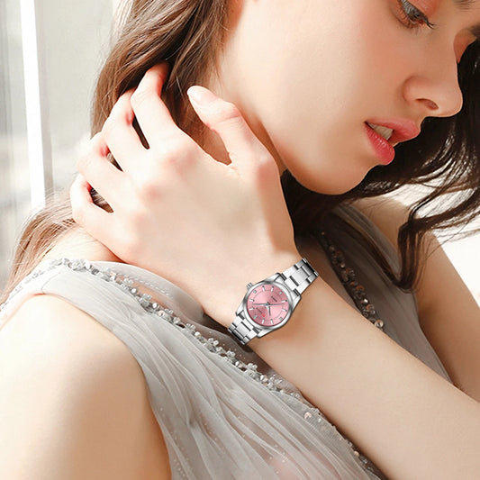 Reloj Elegancia Rosa Acero Inoxidable Mujer