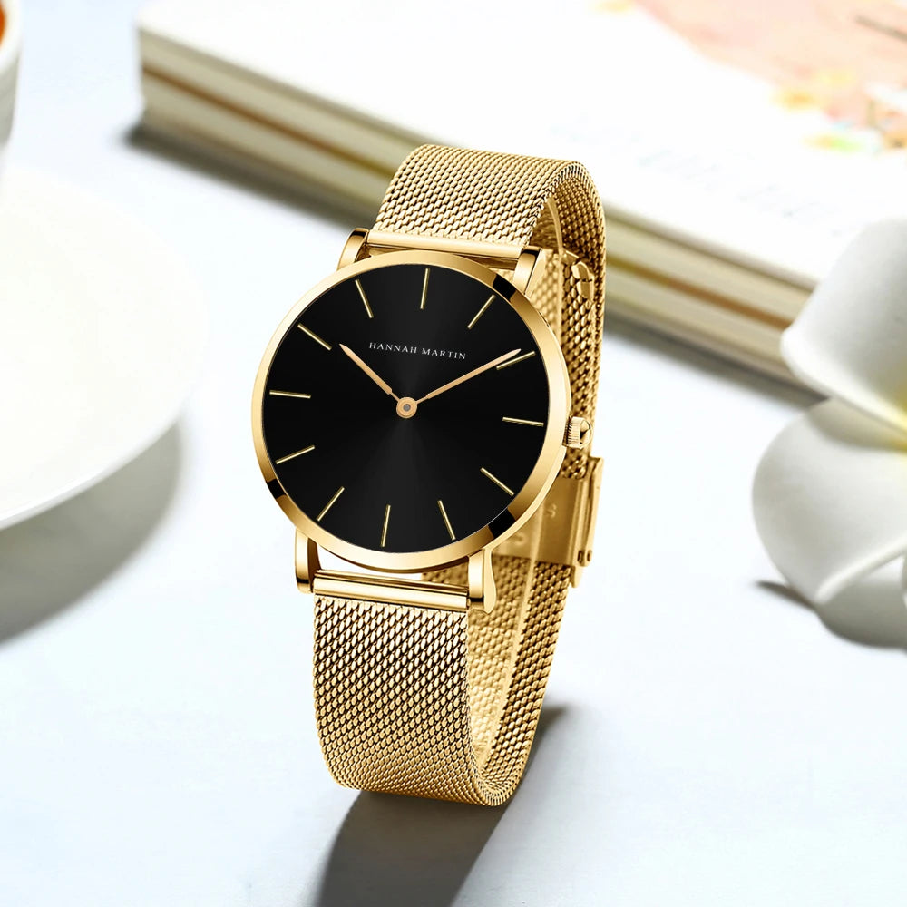 Reloj Hannah Martin Elegancia Malla de Oro