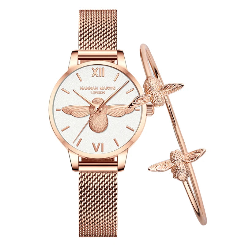 Reloj Hannah Martin Oro Rosa con pulsera de Abeja