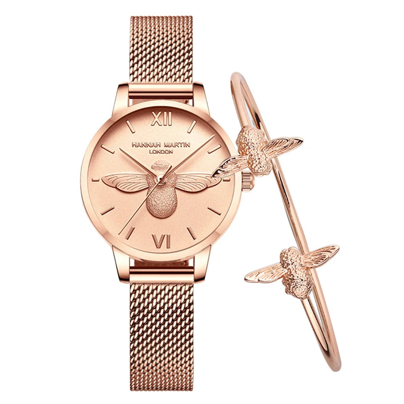 Reloj Hannah Martin Oro Rosa con pulsera de Abeja